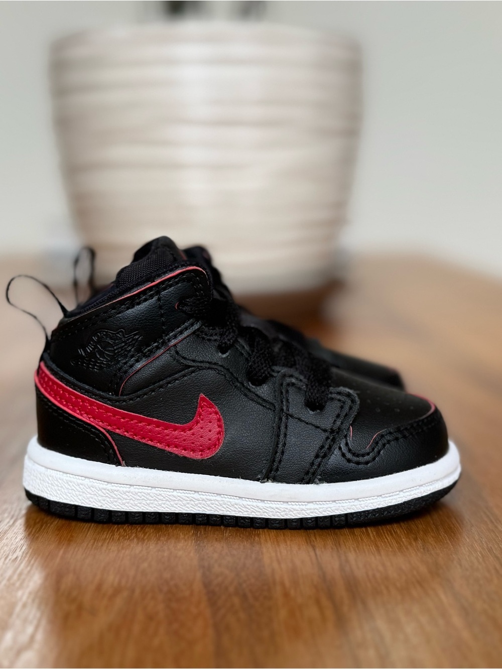 Nike Kids Black and Red High-Top Sneakers